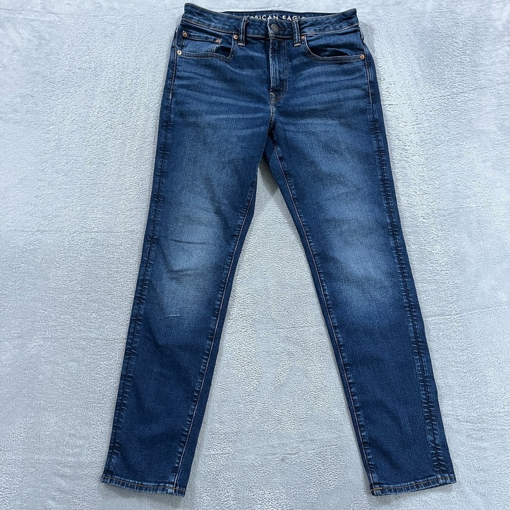 American Eagle Jeans Men 31x30.5 Athletic Fit AirFlex Stretch Denim Blue Whisker